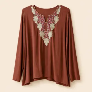 Blusa Algodón Hindú Bordada