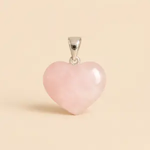 Dije de Corazon Cuarzo Rosa